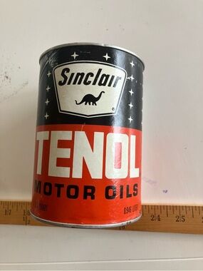 Sinclair Tenol Motor Oils Vintage Can - Black & Red
